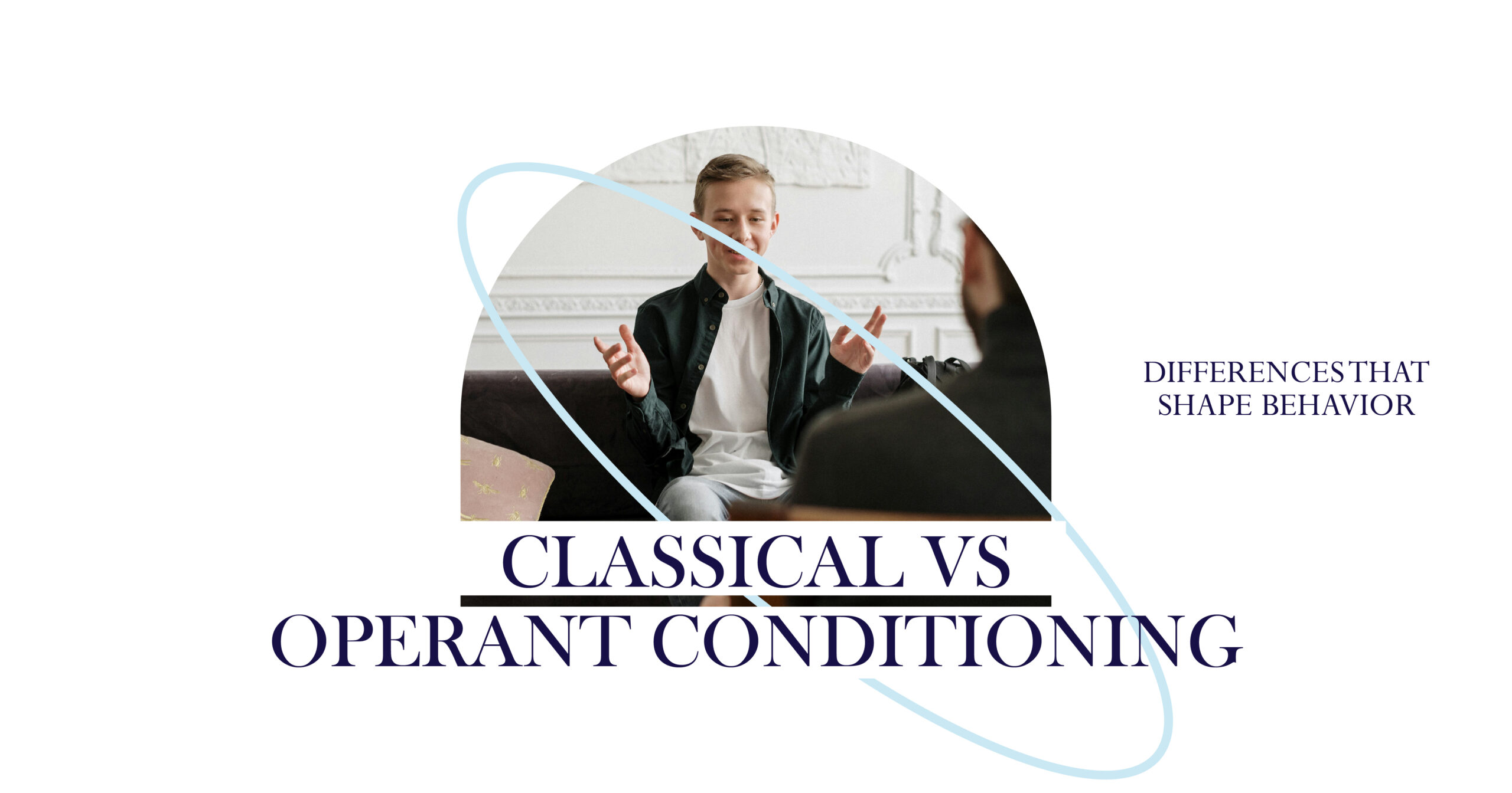 Classical vs Operant Conditioning: Man in therapy session discussing behavior differences, illustrating psychological concepts.