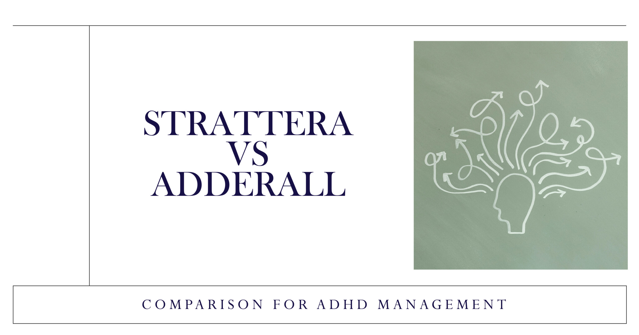 Strattera vs Adderall: ADHD medication comparison. Head with arrows showing ADHD management challenges.