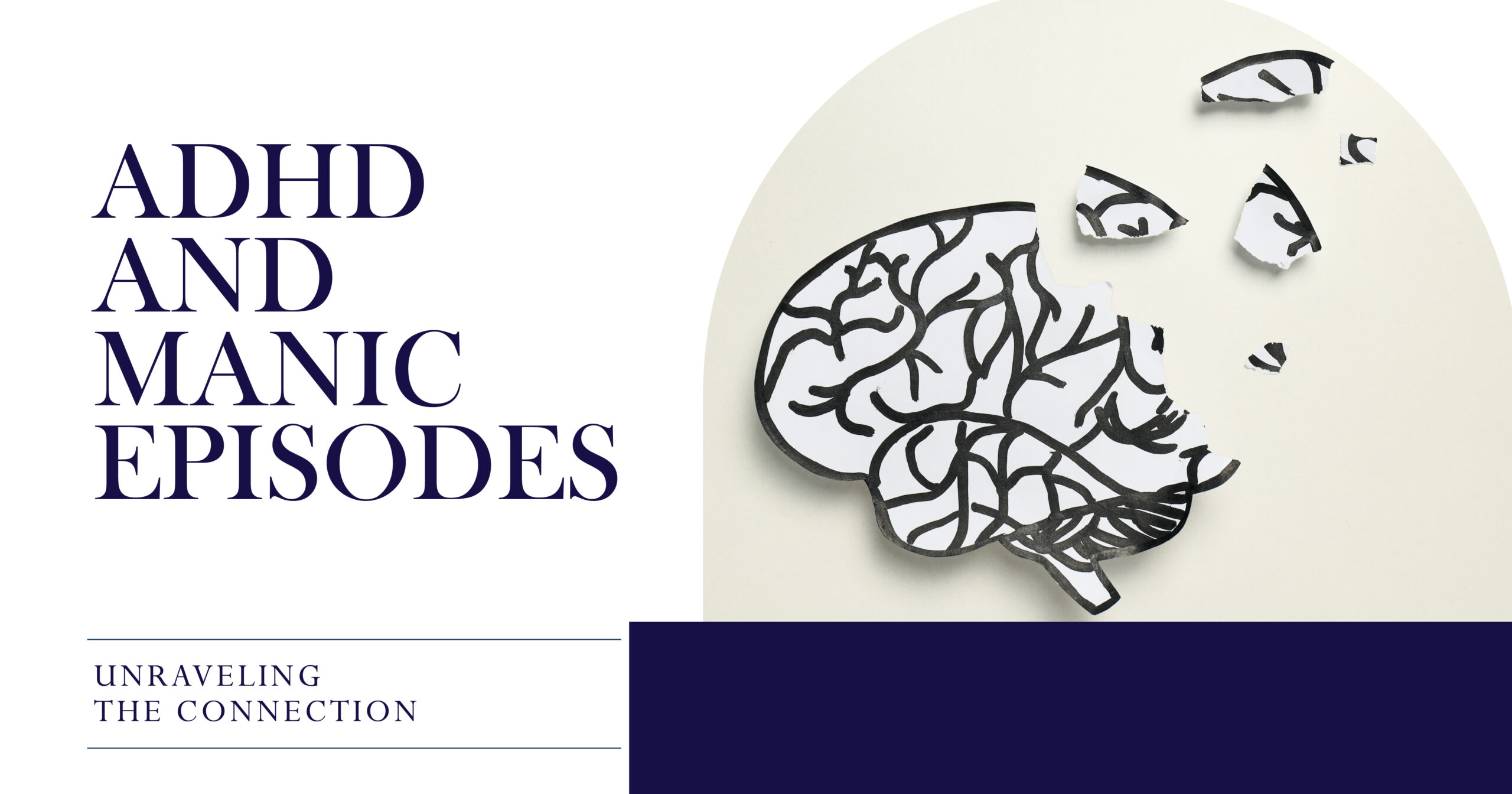 ADHD and Manic Episodes: Illustration of a fractured brain, representing the connection between ADHD and manic episodes.