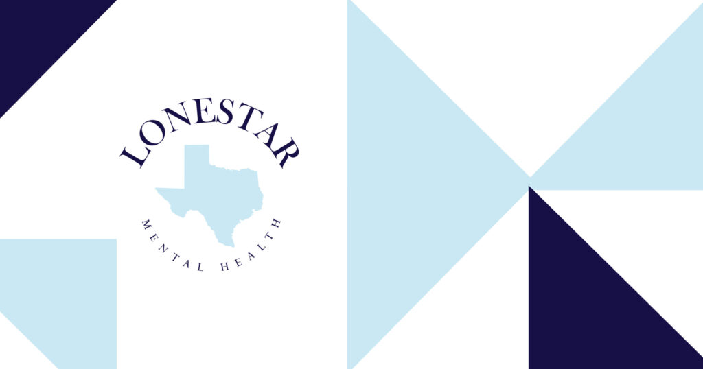 Lonestar Mental Health logo: light blue Texas silhouette inside a circular text ring on a white background.
